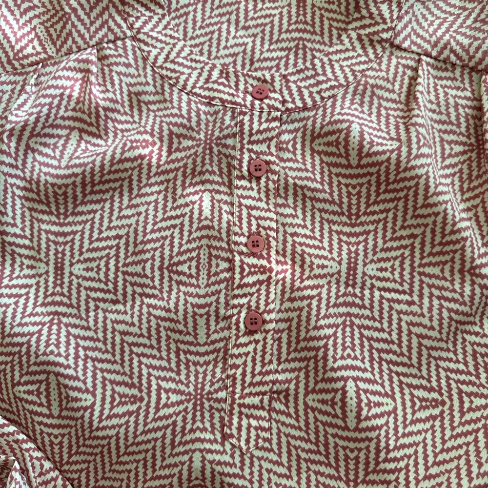 Maison Jules Dusty Rose Long-Sleeve V-Neck Button Dress - Picture 2 of 6